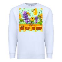White honeydrip bee lavender daisy sunflower seamless pa Premium Sweatshirt - FaDigitalArtStudio