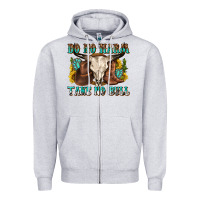 Heather Grey do no harm take no bull western Zipper Hoodie - texasbilliewilder