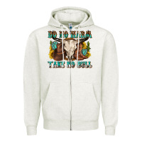 Oatmeal Heather do no harm take no bull western Zipper Hoodie - texasbilliewilder