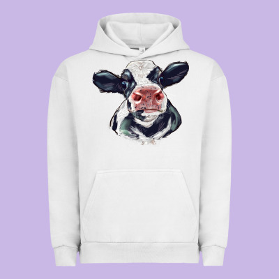 Holstein Calf Face Urban Hoodie Designed By Lillyallendesigns