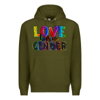 Army Green love has no gender Premium Hoodie - AdoDesignShop
