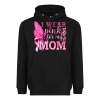 Black I Wear Pink For My Mom with Butterfly Heavyweight Hoodie - texasbilliewilder