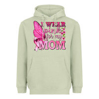 Matcha I Wear Pink For My Mom with Butterfly Heavyweight Hoodie - texasbilliewilder
