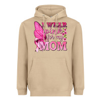 Mushroom I Wear Pink For My Mom with Butterfly Heavyweight Hoodie - texasbilliewilder