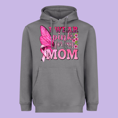 I Wear Pink For My Mom With Butterfly Heavyweight Hoodie Designed By Texasbilliewilder