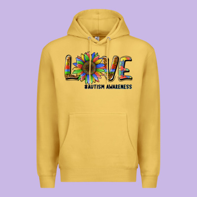 Love Sunflower Autism Awareness Premium Hoodie Designed By Barkaloodesign