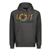 Charcoal Heather love sunflower autism awareness Premium Hoodie - BarkalooDesign