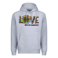 Heather Grey love sunflower autism awareness Premium Hoodie - BarkalooDesign