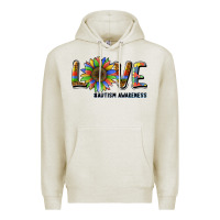 Oatmeal Heather love sunflower autism awareness Premium Hoodie - BarkalooDesign