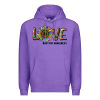 Purple love sunflower autism awareness Premium Hoodie - BarkalooDesign