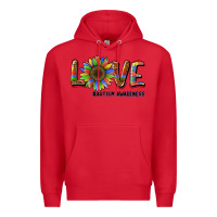 Red love sunflower autism awareness Premium Hoodie - BarkalooDesign