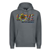 Rock love sunflower autism awareness Premium Hoodie - BarkalooDesign