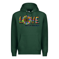 Sports Green love sunflower autism awareness Premium Hoodie - BarkalooDesign