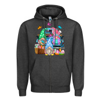 Charcoal Heather easter farm truck Zipper Hoodie - Zillion Design Studio