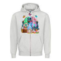 Dove Grey easter farm truck Zipper Hoodie - Zillion Design Studio