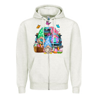Oatmeal Heather easter farm truck Zipper Hoodie - Zillion Design Studio