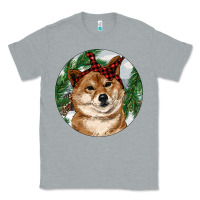 Heather Grey Shiba Inu Christmas Classic Tee - RanaPortraitStore