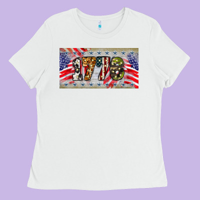 1776 4th Of July License Plate Ladies Tee Designed By Barkaloodesign