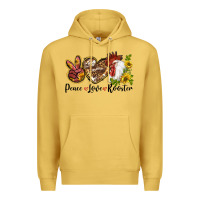 Antique Gold Peace Love Rooster With Sunflower Premium Hoodie - LillyAllenDesigns