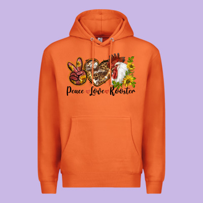 Peace Love Rooster With Sunflower Premium Hoodie Designed By Lillyallendesigns