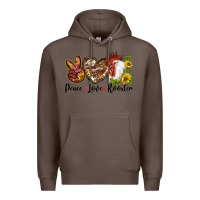 Coffee Peace Love Rooster With Sunflower Premium Hoodie - LillyAllenDesigns