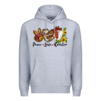 Heather Grey Peace Love Rooster With Sunflower Premium Hoodie - LillyAllenDesigns