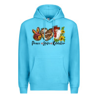 Ocean Blue Peace Love Rooster With Sunflower Premium Hoodie - LillyAllenDesigns