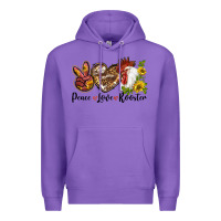 Purple Peace Love Rooster With Sunflower Premium Hoodie - LillyAllenDesigns