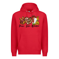 Red Peace Love Rooster With Sunflower Premium Hoodie - LillyAllenDesigns
