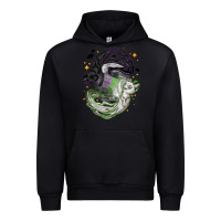 Black Magical cats ghost with moon Halloween Urban Hoodie - NancyCooperArtShop