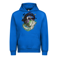 Cobalt Magical cats ghost with moon Halloween Urban Hoodie - NancyCooperArtShop