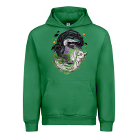 Emerald Magical cats ghost with moon Halloween Urban Hoodie - NancyCooperArtShop