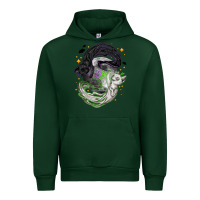 Forest Green Magical cats ghost with moon Halloween Urban Hoodie - NancyCooperArtShop
