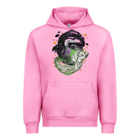 Fuchsia Pink Magical cats ghost with moon Halloween Urban Hoodie - NancyCooperArtShop
