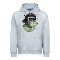 Heather Grey Magical cats ghost with moon Halloween Urban Hoodie - NancyCooperArtShop