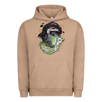 Pigment Burro Magical cats ghost with moon Halloween Urban Hoodie - NancyCooperArtShop