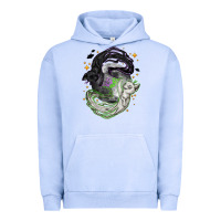 Pigment Grape Ice Magical cats ghost with moon Halloween Urban Hoodie - NancyCooperArtShop