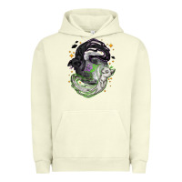 Pigment Pistachio Magical cats ghost with moon Halloween Urban Hoodie - NancyCooperArtShop
