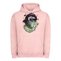 Pigment Salmon Magical cats ghost with moon Halloween Urban Hoodie - NancyCooperArtShop