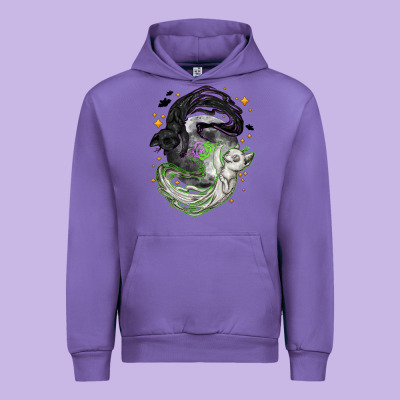 Magical Cats Ghost With Moon Halloween Urban Hoodie Designed By Nancycooperartshop