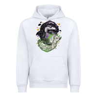 White Magical cats ghost with moon Halloween Urban Hoodie - NancyCooperArtShop