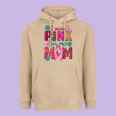 I Wear Pink For My Mom With Butterfly Heavyweight Hoodie Designed By Texasbilliewilder