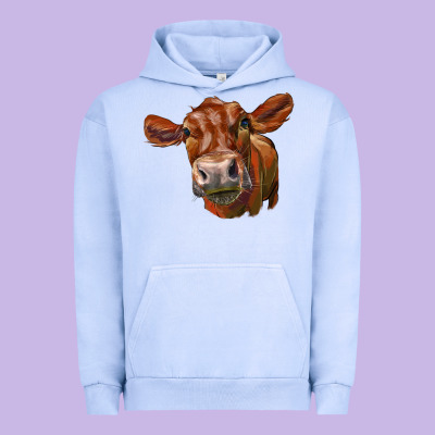 Red Angus Face Urban Hoodie Designed By Lillyallendesigns