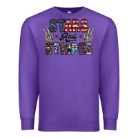 Purple stars and stripes Premium Sweatshirt - CowhideDigitalArt