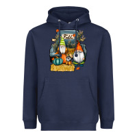 Navy farm truck autumn gnomes Heavyweight Hoodie - RanaPortraitStore