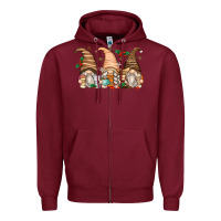 Burgundy coffee gnomes Zipper Hoodie - Zillion Design Studio