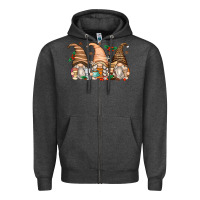 Charcoal Heather coffee gnomes Zipper Hoodie - Zillion Design Studio