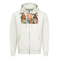 Oatmeal Heather coffee gnomes Zipper Hoodie - Zillion Design Studio