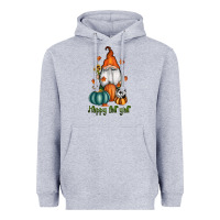 Heather Grey happy fall y'all gnome Heavyweight Hoodie - RanaPortraitStore