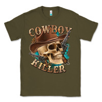 Army Green cowboy killer with skull Classic Tee - texasbilliewilder